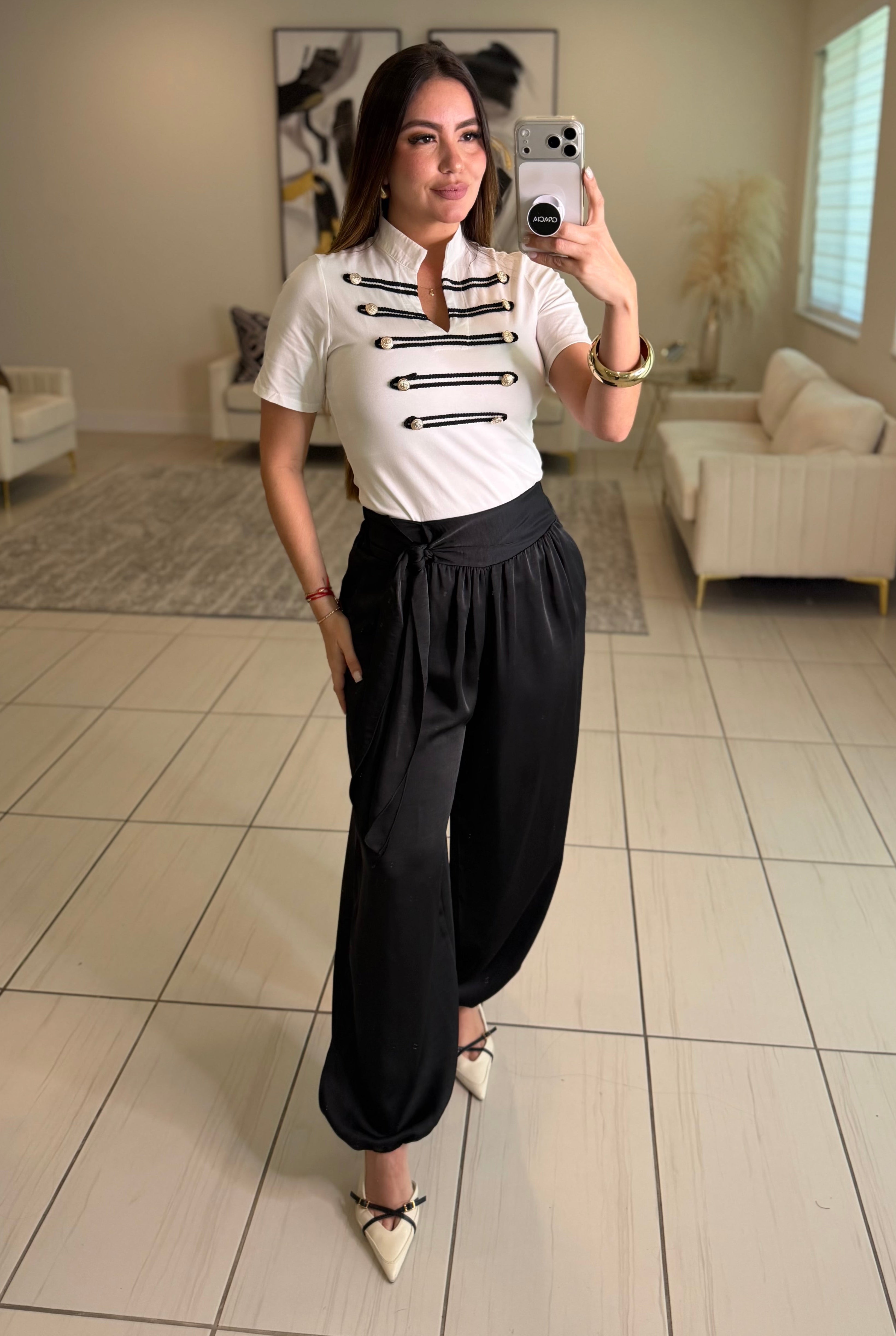 Sage Luxe Black Balloon Pants