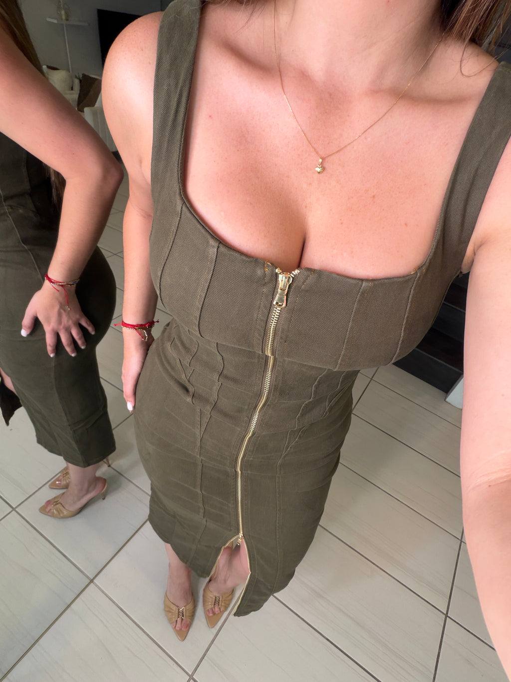 Commanding Desire Green Denim Dress