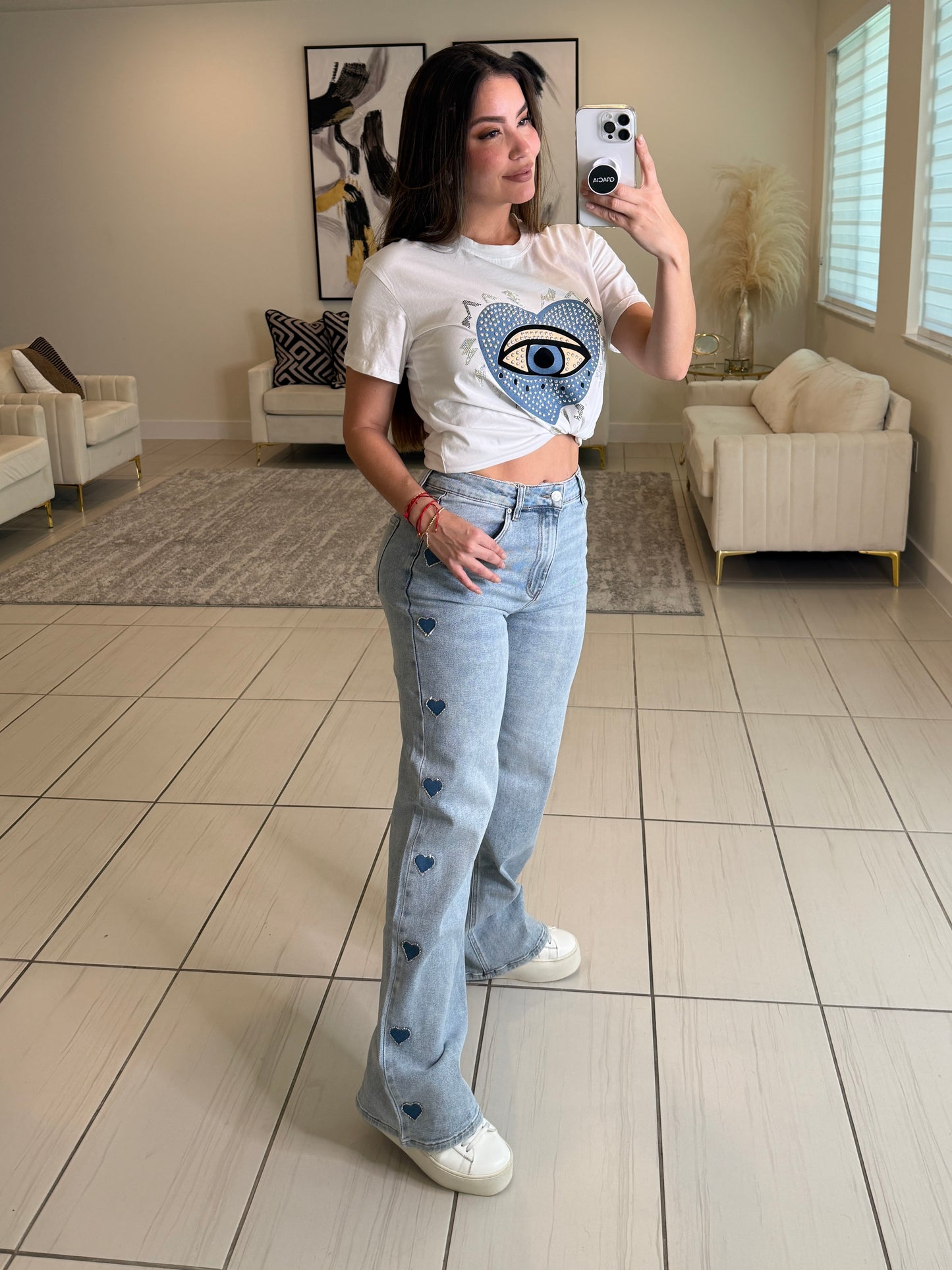Heart Glimmer Denim Pants