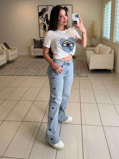 Heart Glimmer Denim Pants