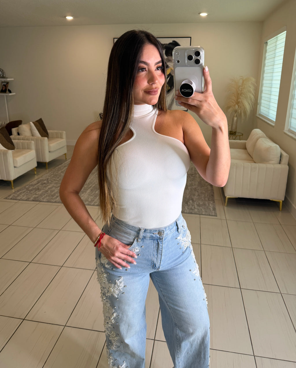 Glow Motion White Bodysuit