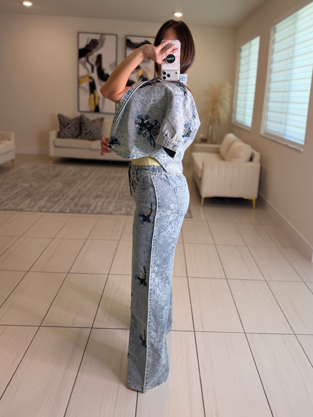 Perfect Details Denim Pant Set