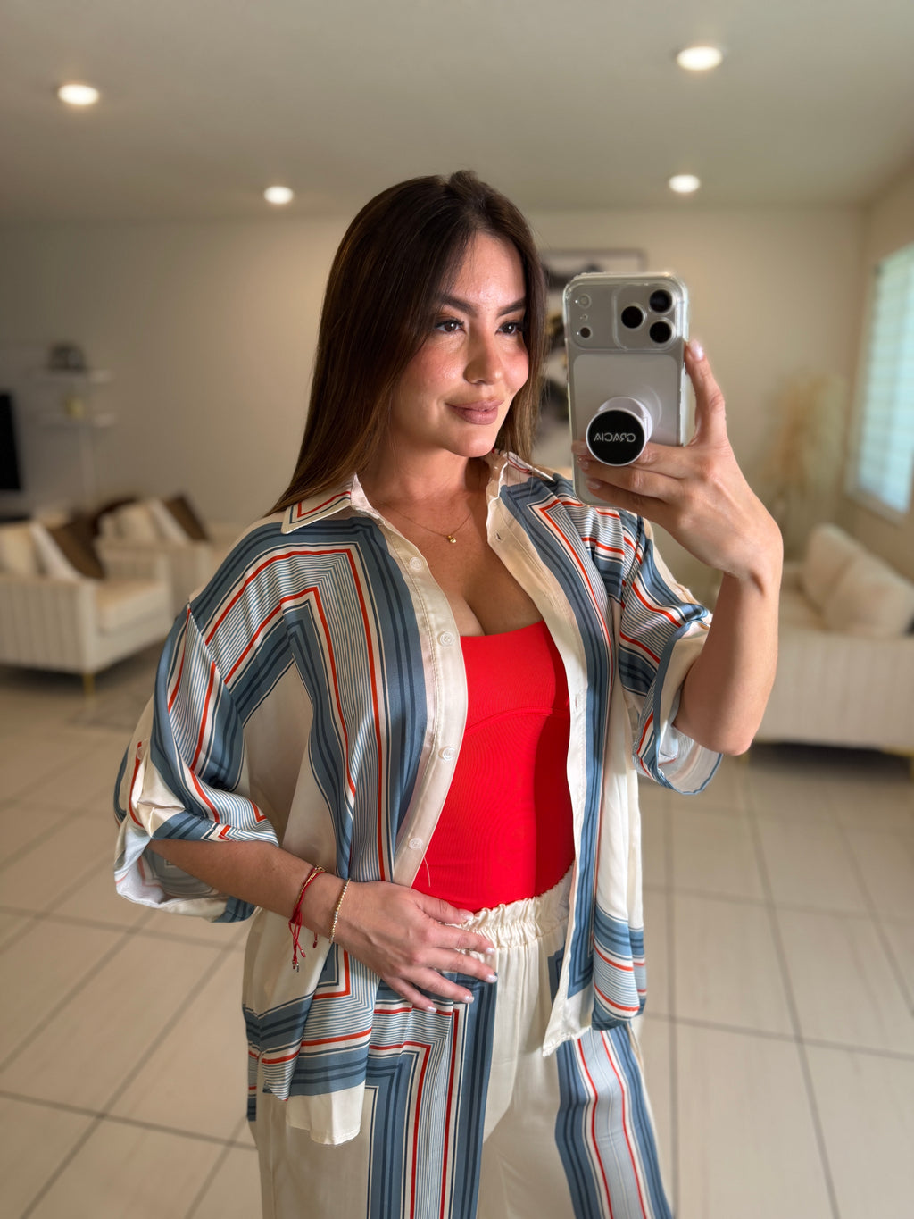 Marine Stripes Beige Pant Set