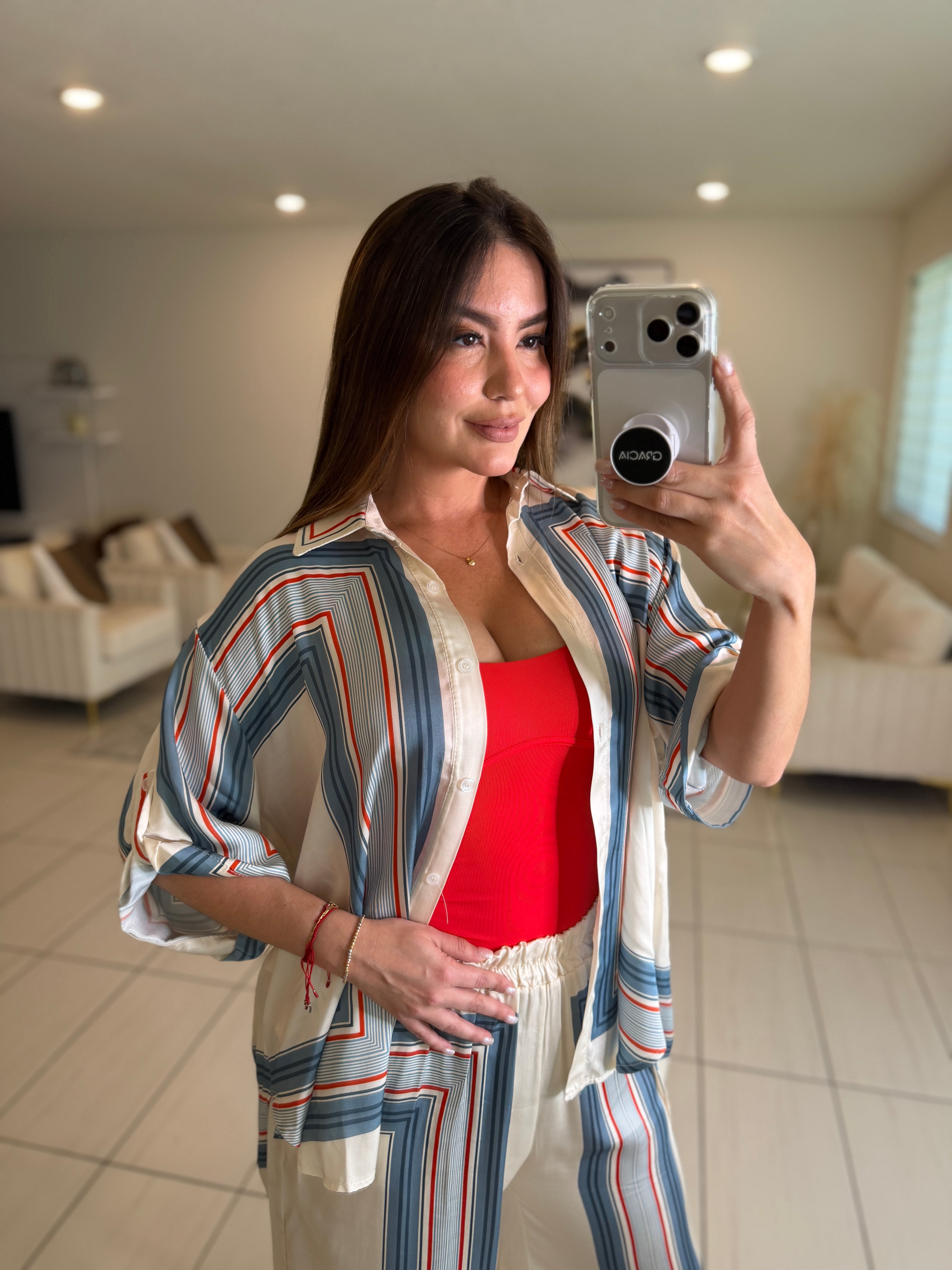 Marine Stripes Beige Pant Set