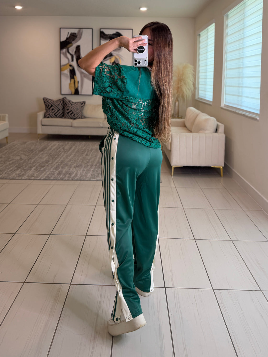 Sporty Chic Green Comfy Pant Set