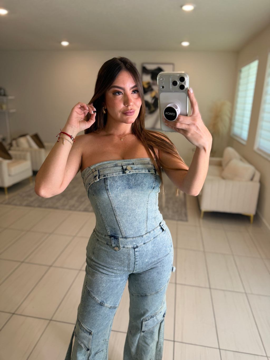 Sculpted Ease Denim Jumpsuit
