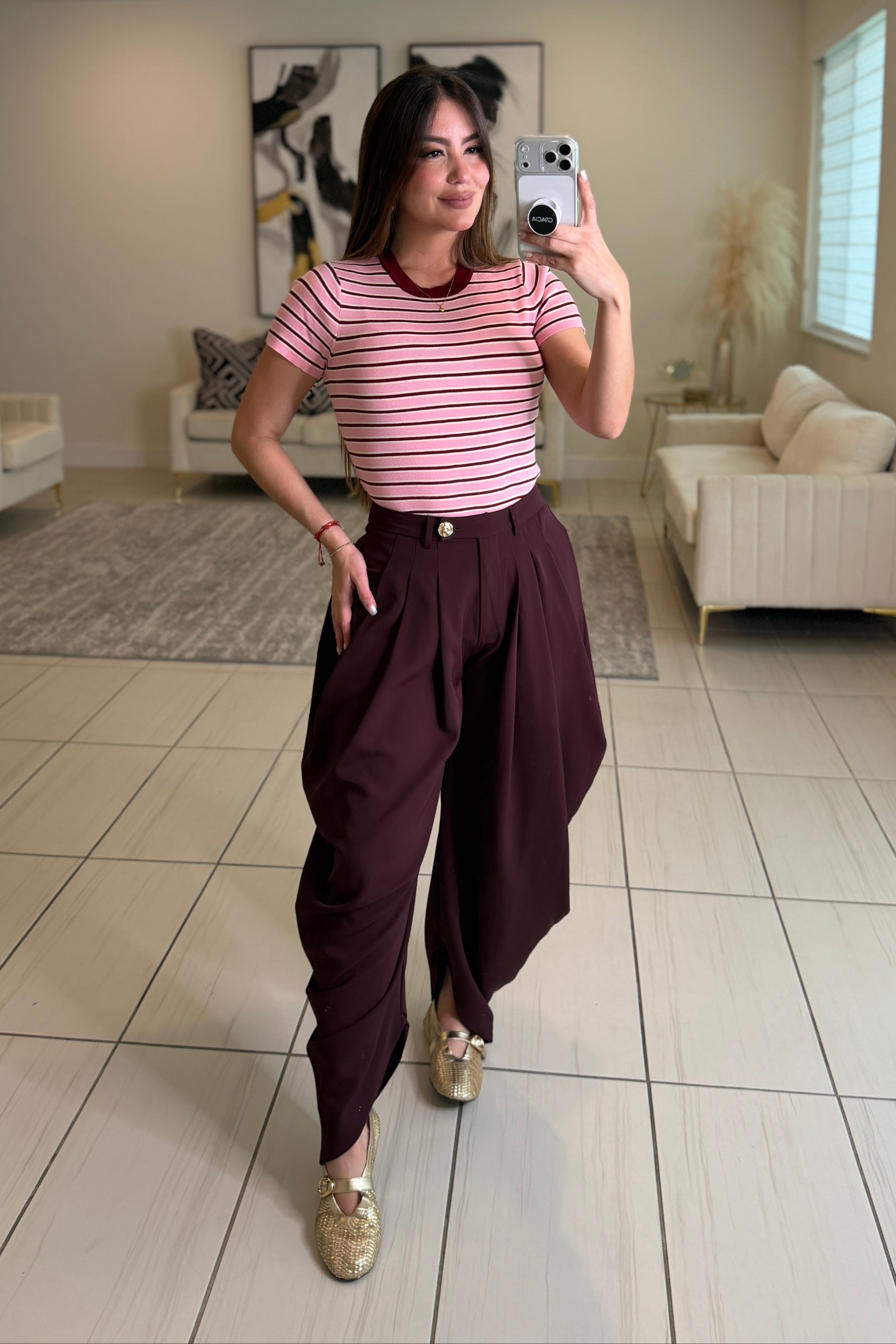 Goddess Motion Red Wine Balloon Pants