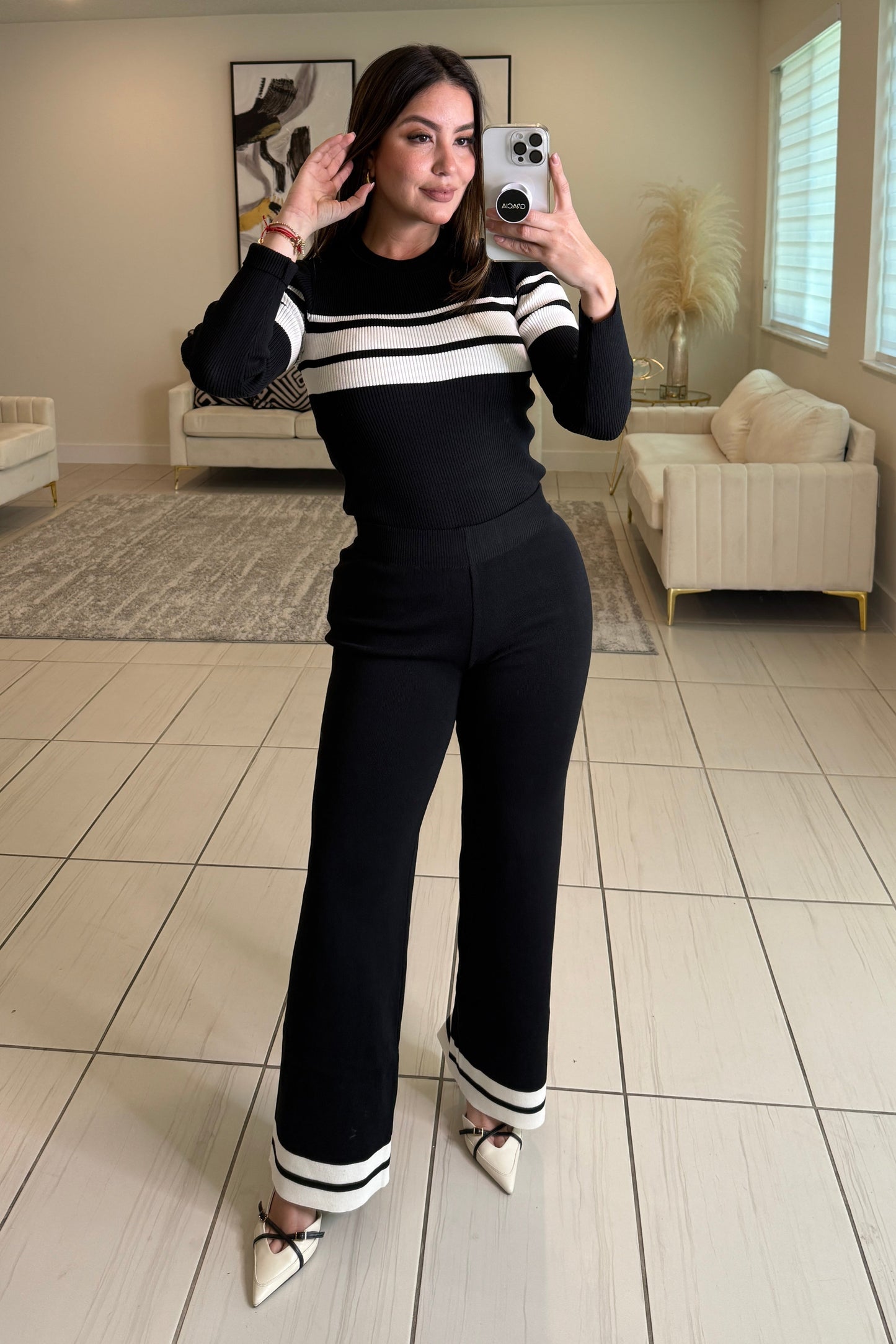 Iconic Knit Black Pant Set