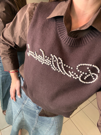 Parisian Stroll Brown Long-Sleeved Top