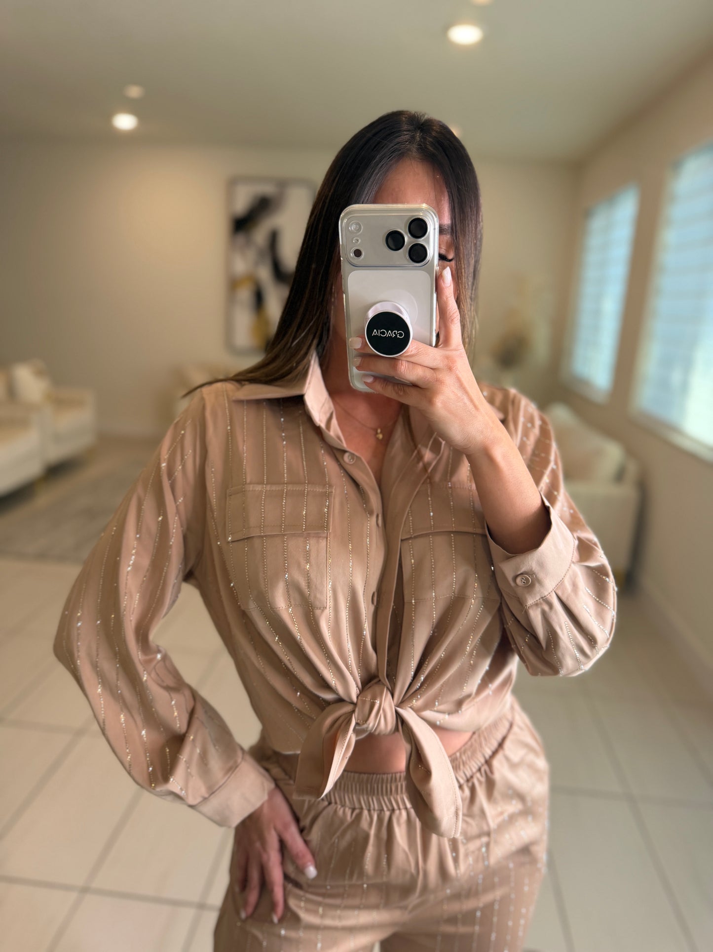 Royal Rhinestones Champagne Pant Set