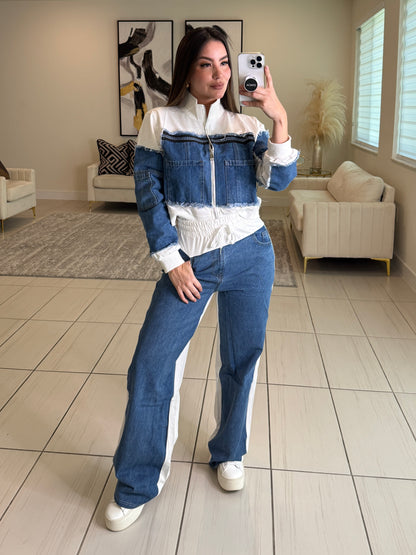 Iconic White and Denim Contrast Set
