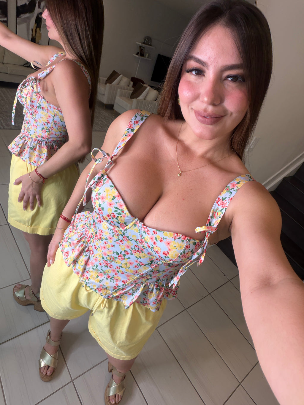 Radiant Reverie Floral Blue Top