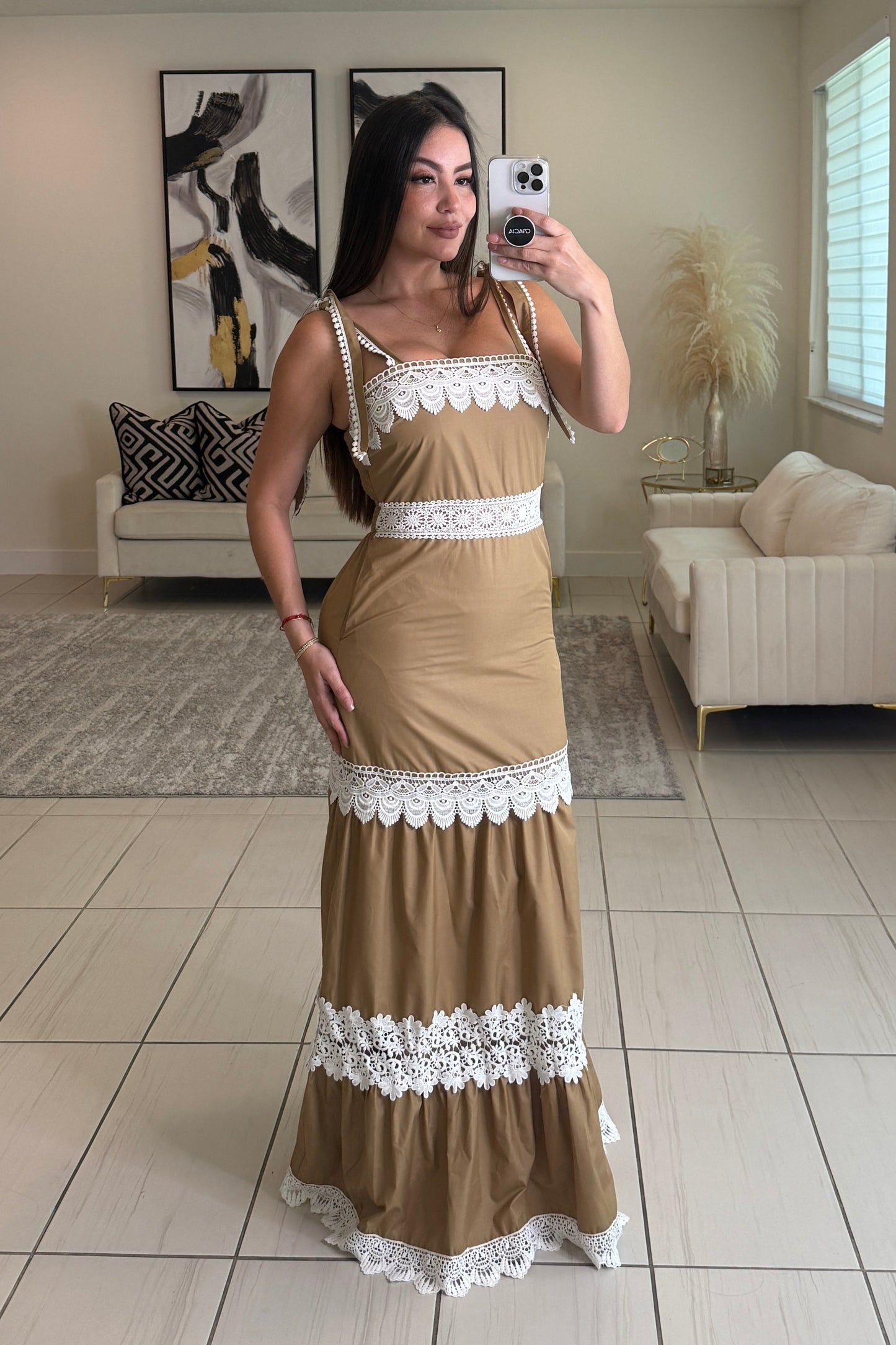 Split Intention Mocha Maxi Dress