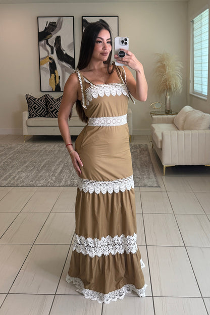 Split Intention Mocha Maxi Dress