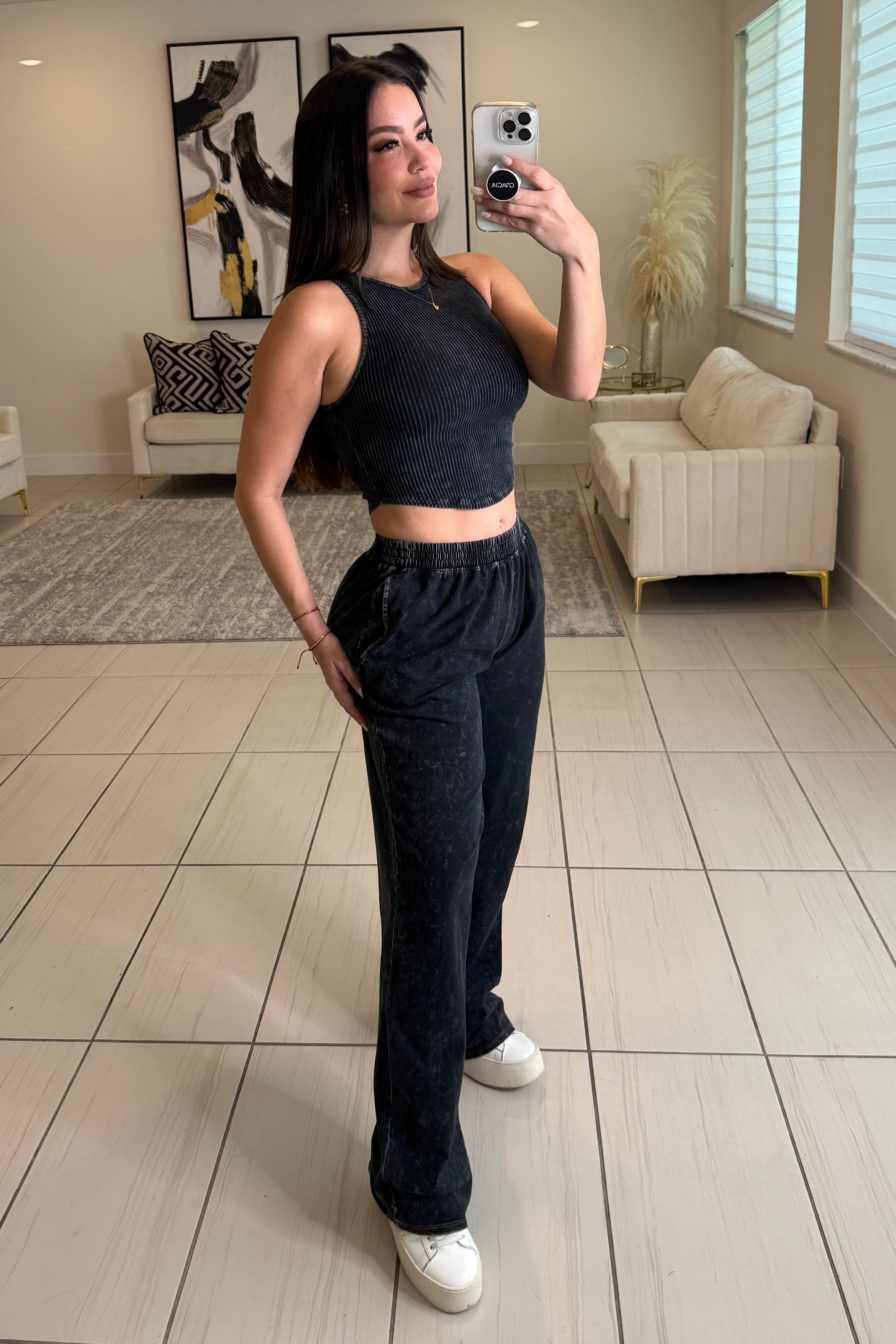 Rustic Reverie Washed Black Pant Set