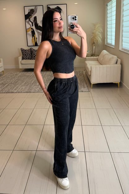 Rustic Reverie Washed Black Pant Set