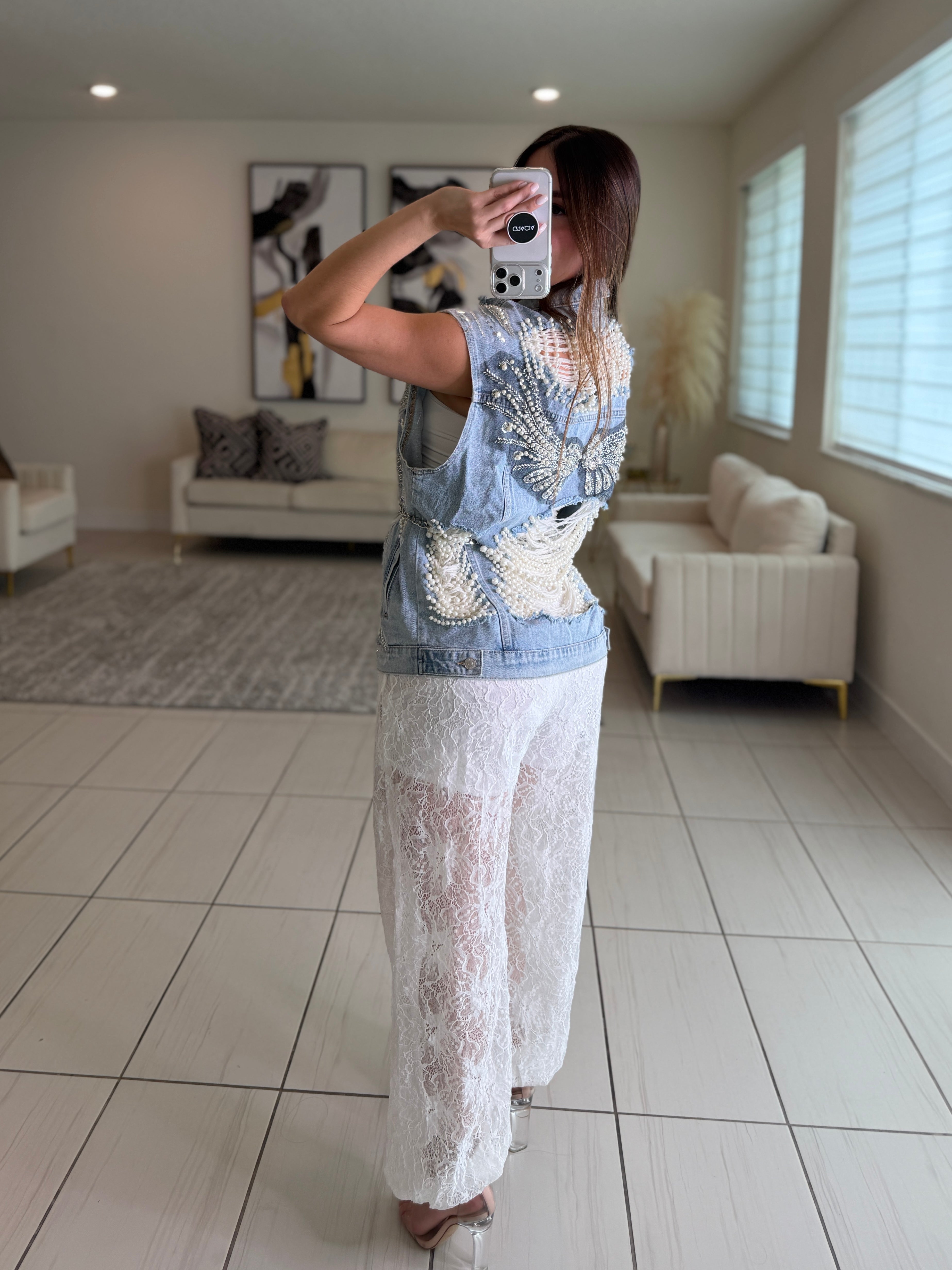 Sweet Lace White Balloon Pants