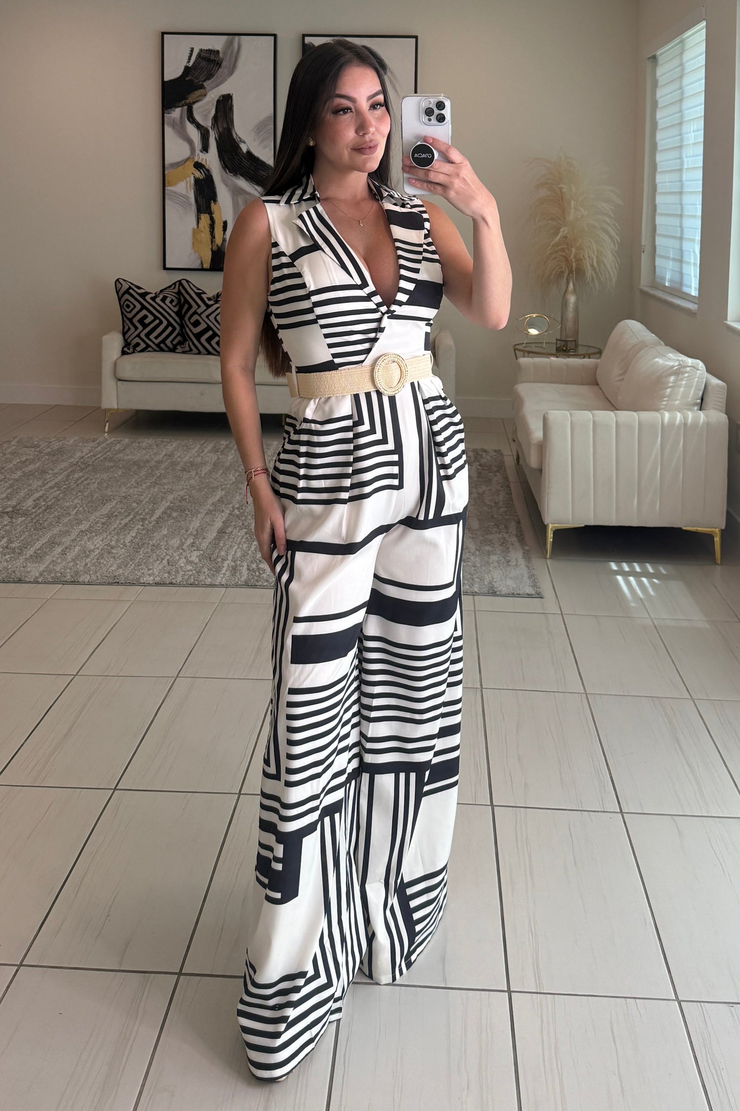 Sunset Strokes Beige Jumpsuit