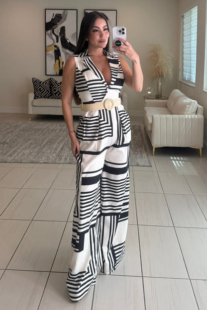 Sunset Strokes Beige Jumpsuit