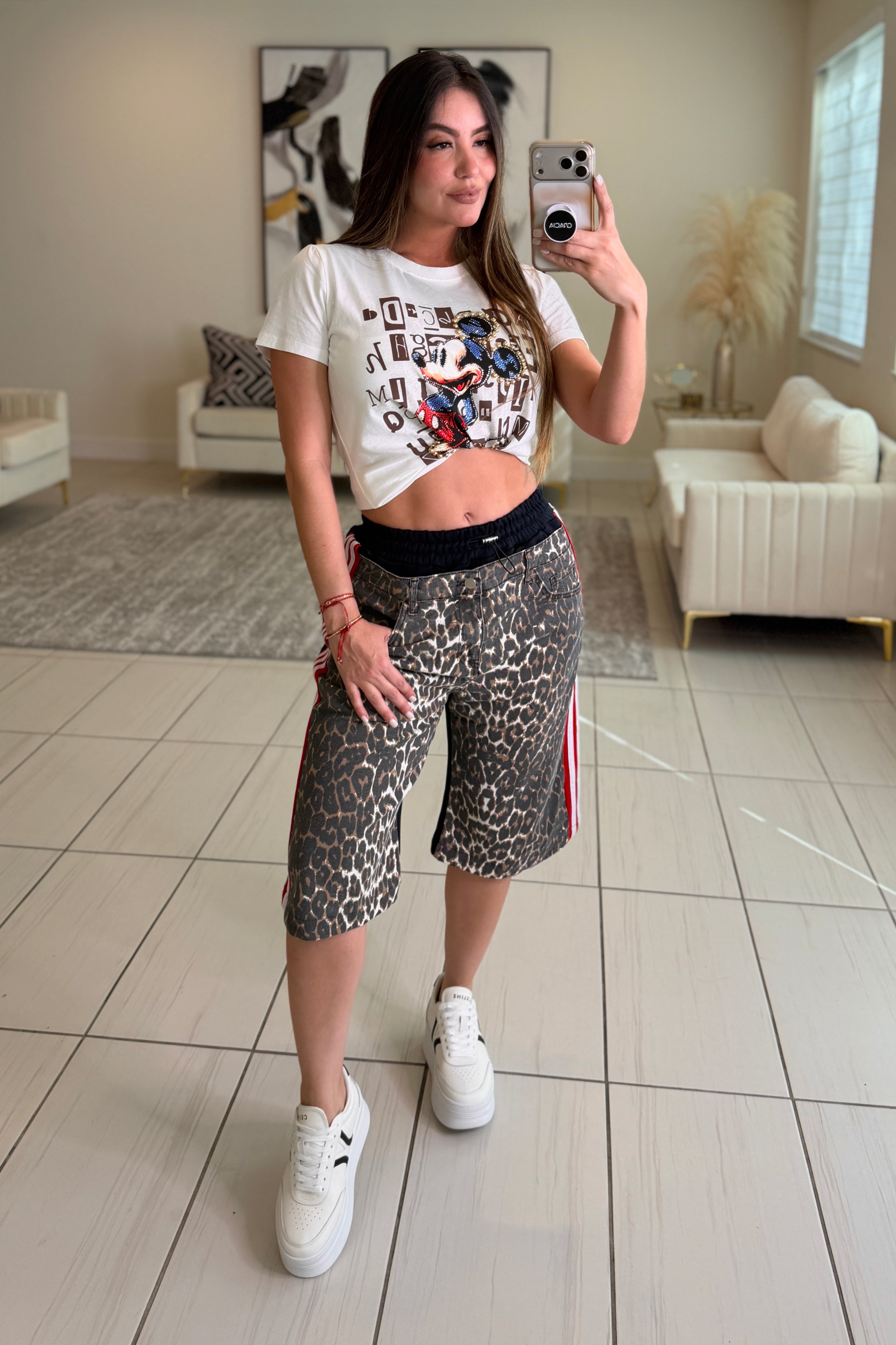 Wild Leopard Red Stripes Shorts