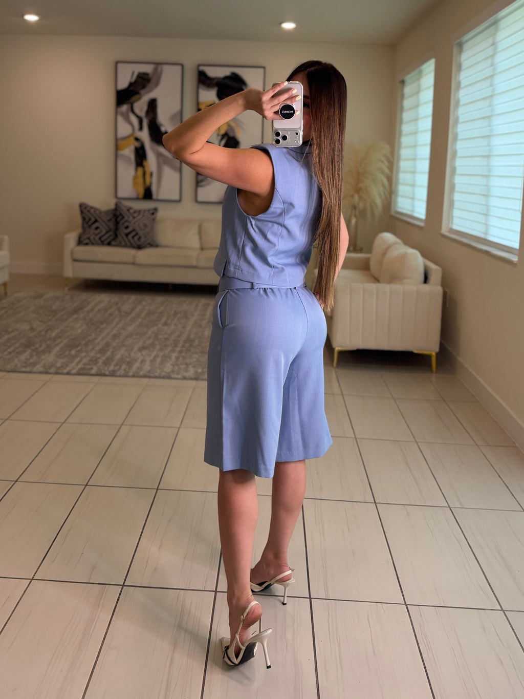 Refined Motion Blue Shorts Set