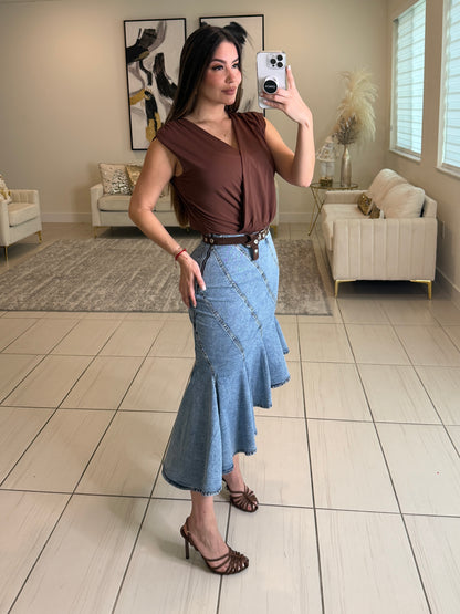 Veiled Motion Denim Skirt