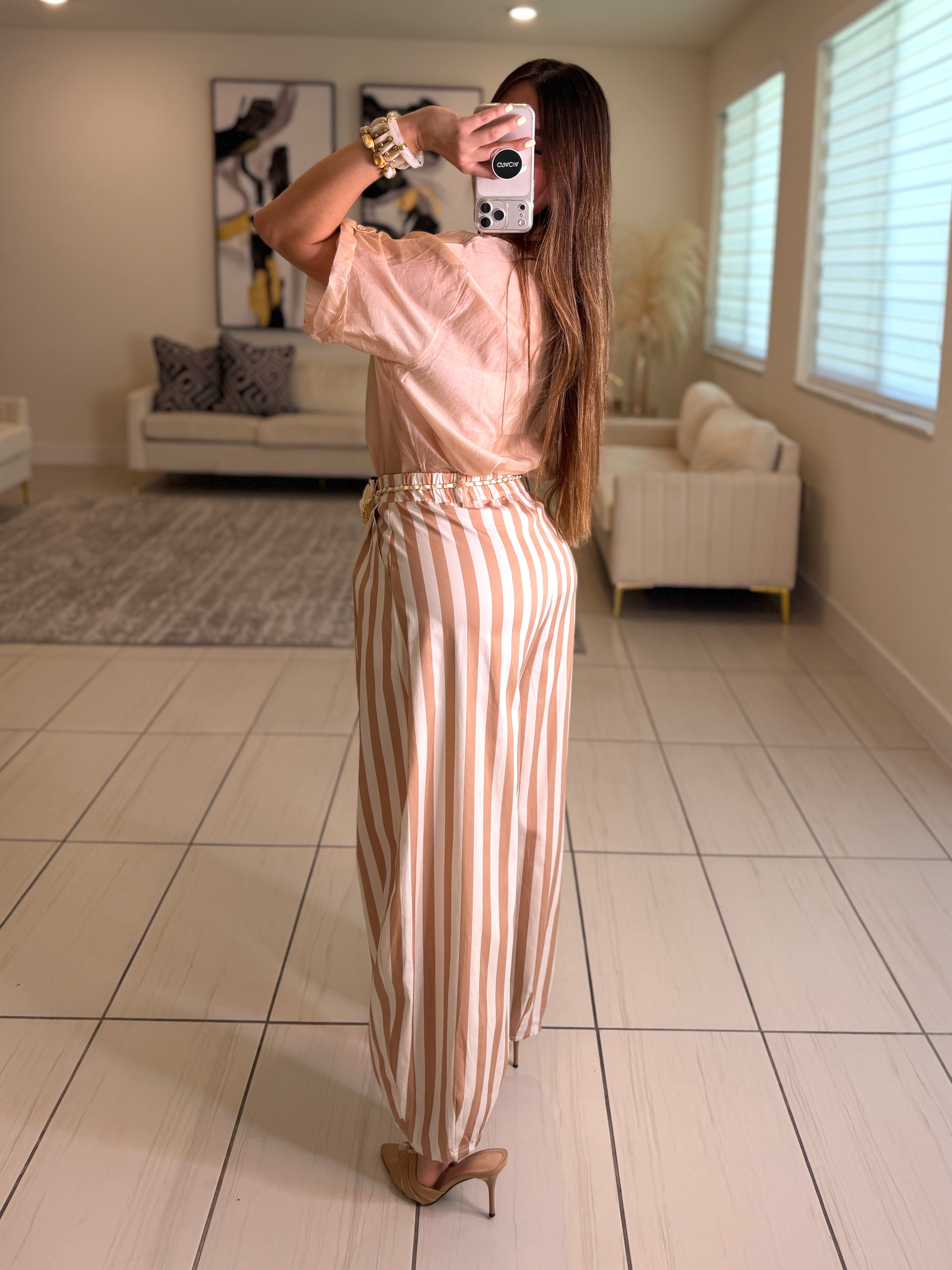 Gravity Stripes Beige Pants