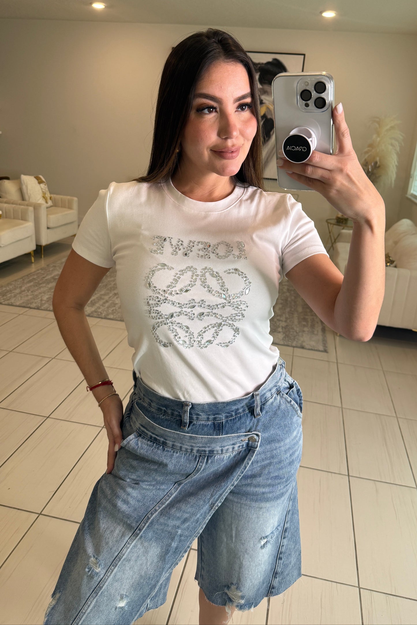 Iconic Rhinestones White Top