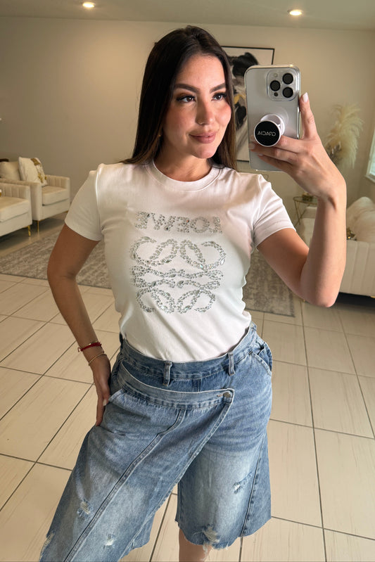 Iconic Rhinestones White Top