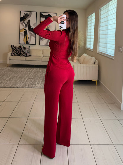 Adorable Affair Red Pants Set
