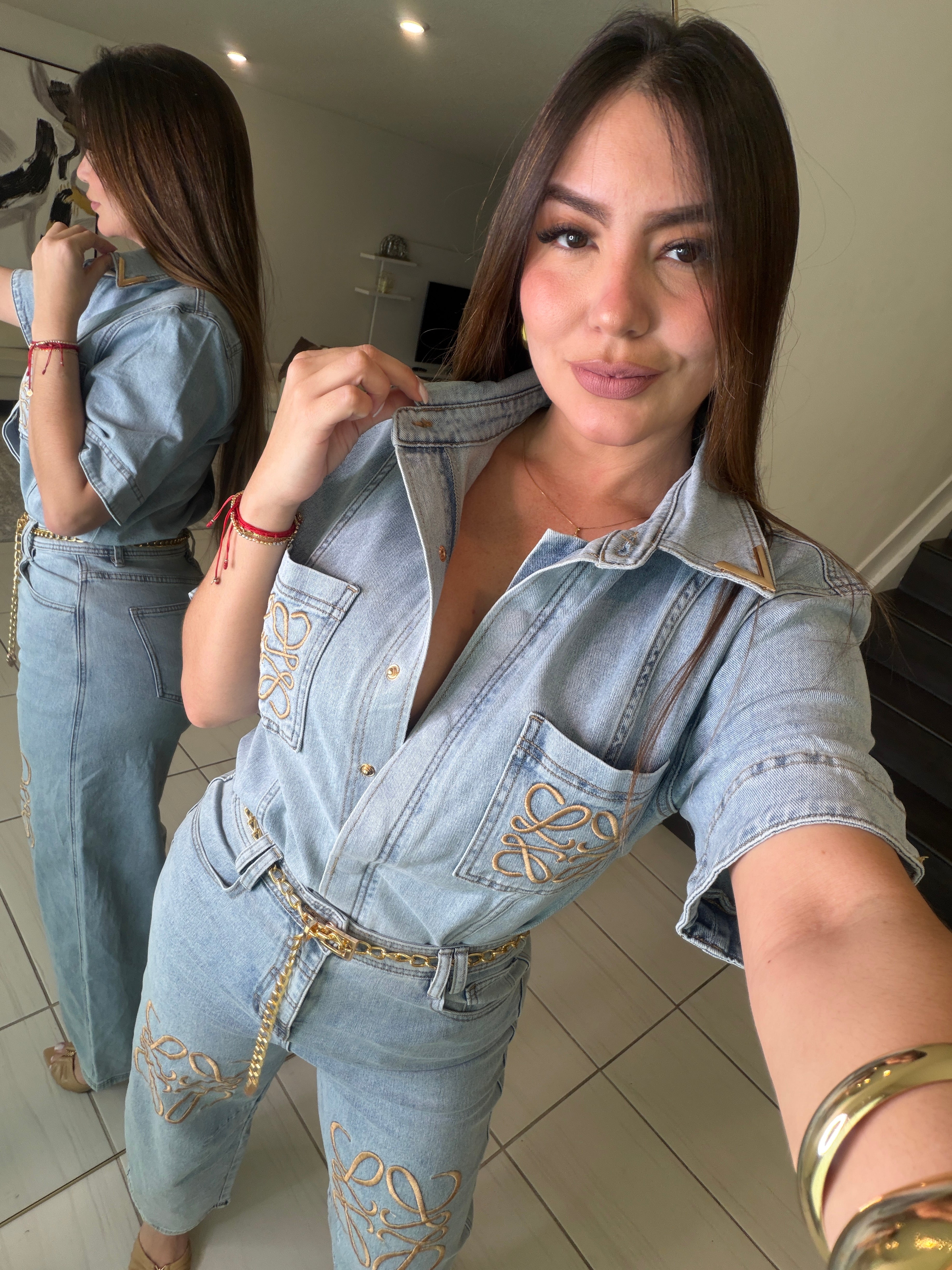 Iconic Light Denim Pant Set