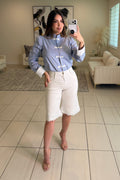 Crystal White Denim Shorts