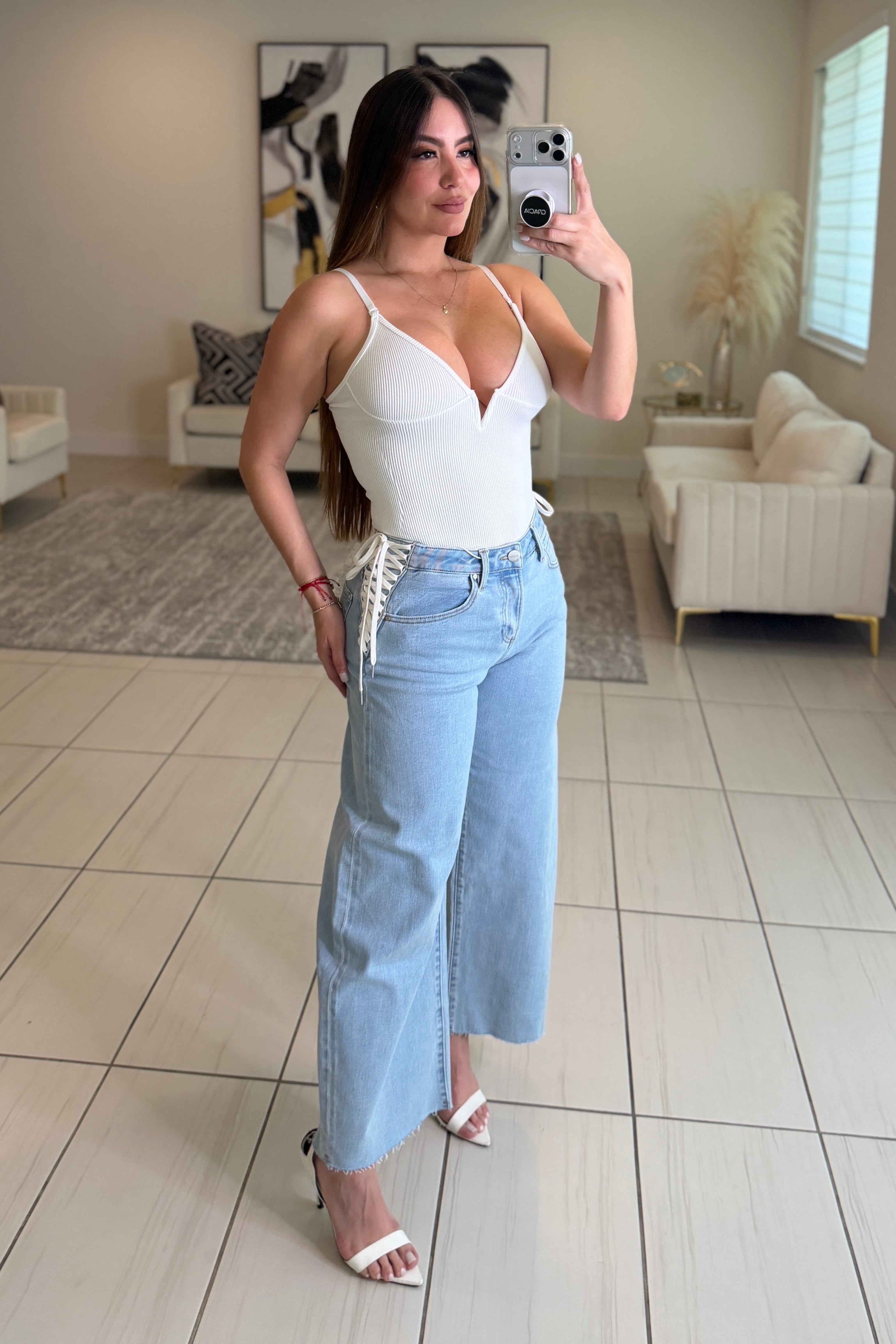 Slouchy Crop Barrel Denim Pants