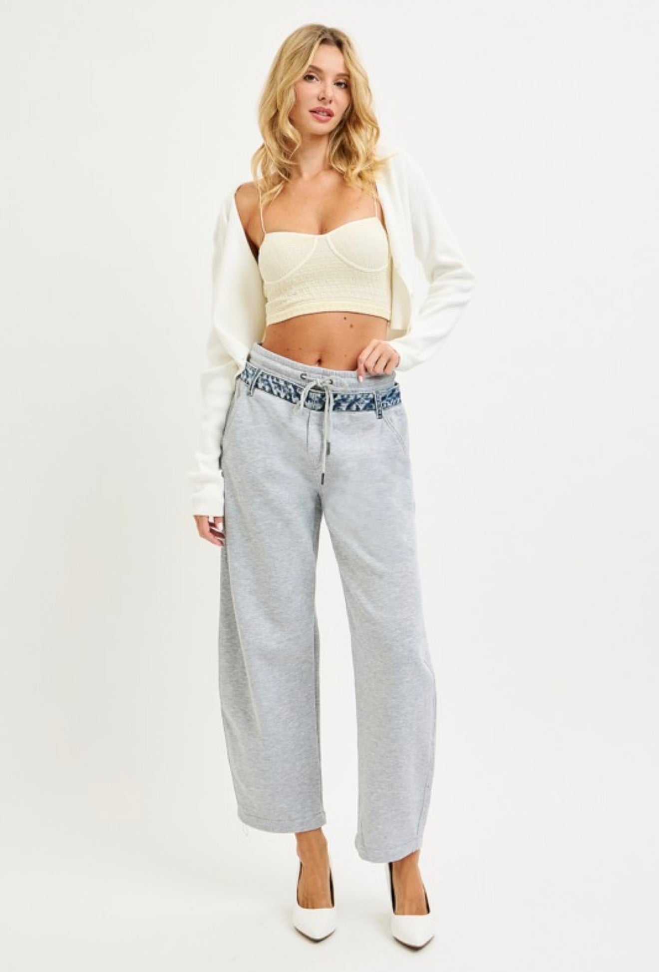 Comfy Contrast Grey and  Denim Pants