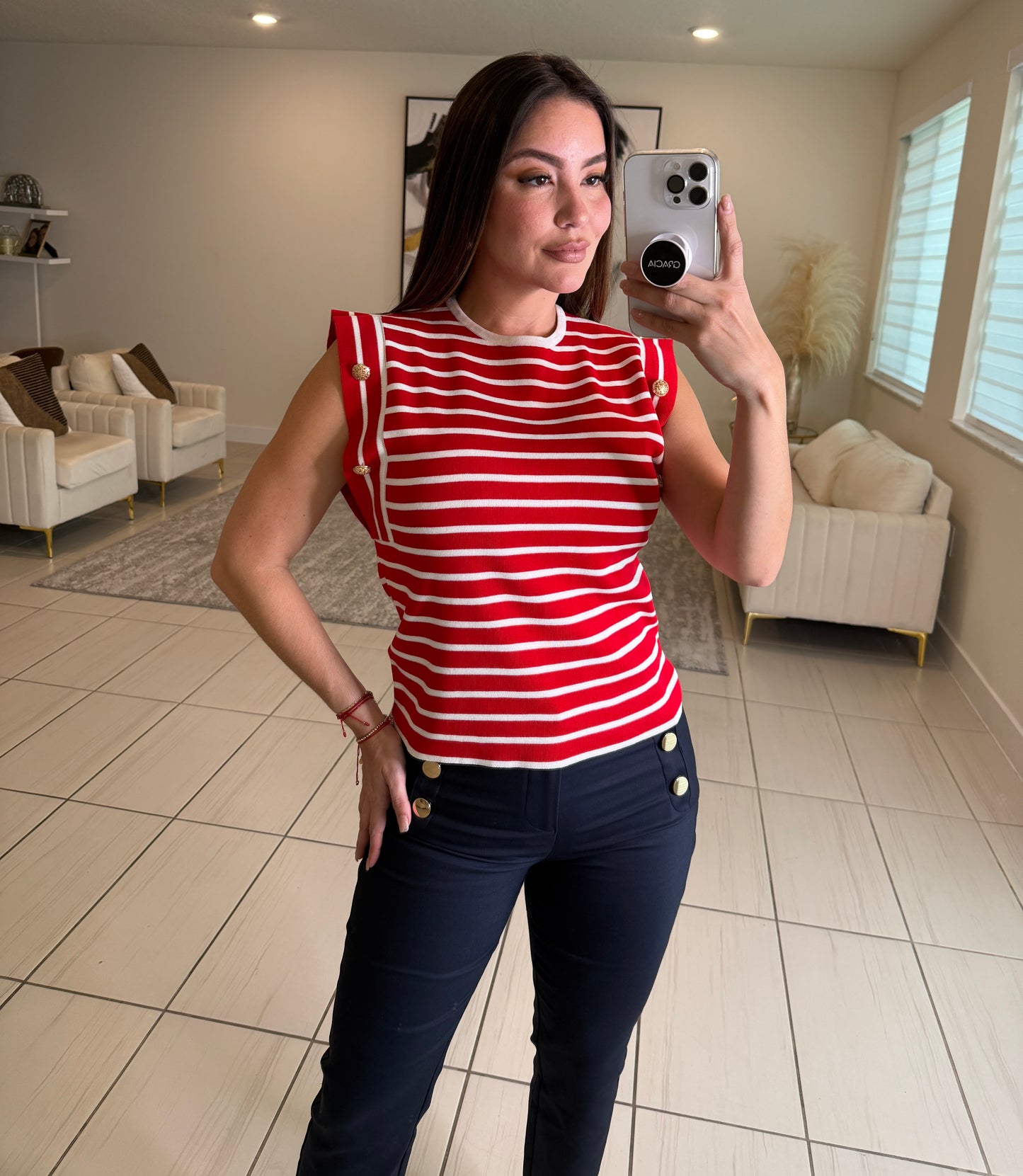 Marine Stripes Red Top
