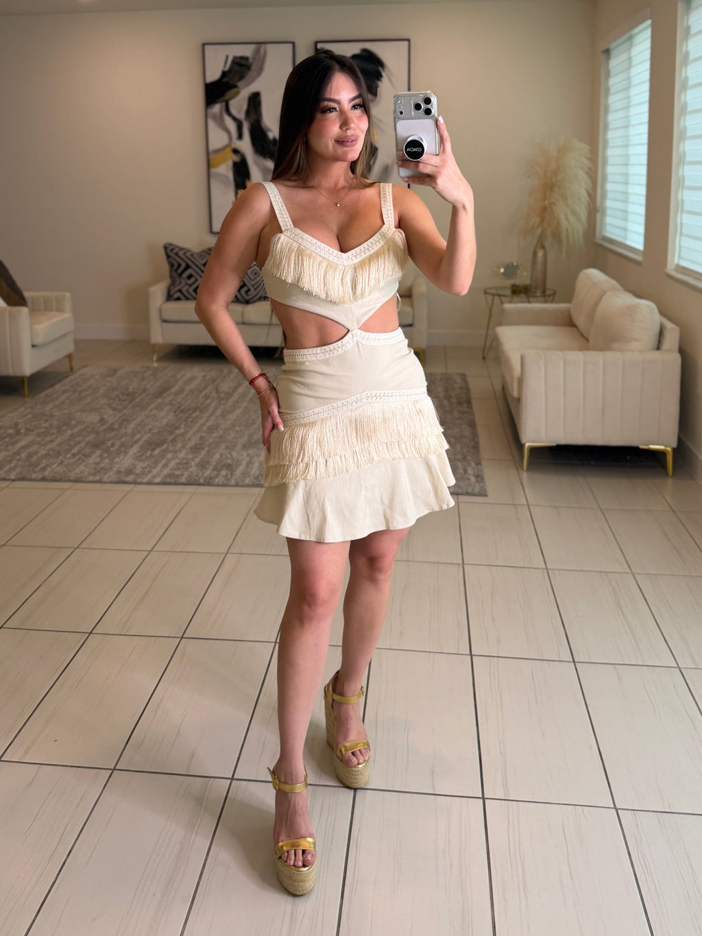 Solar Seduction Beige Dress