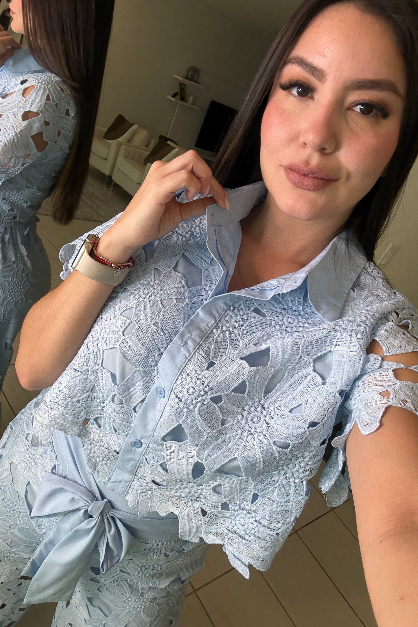 Bloom Crochet Blue Pant Set