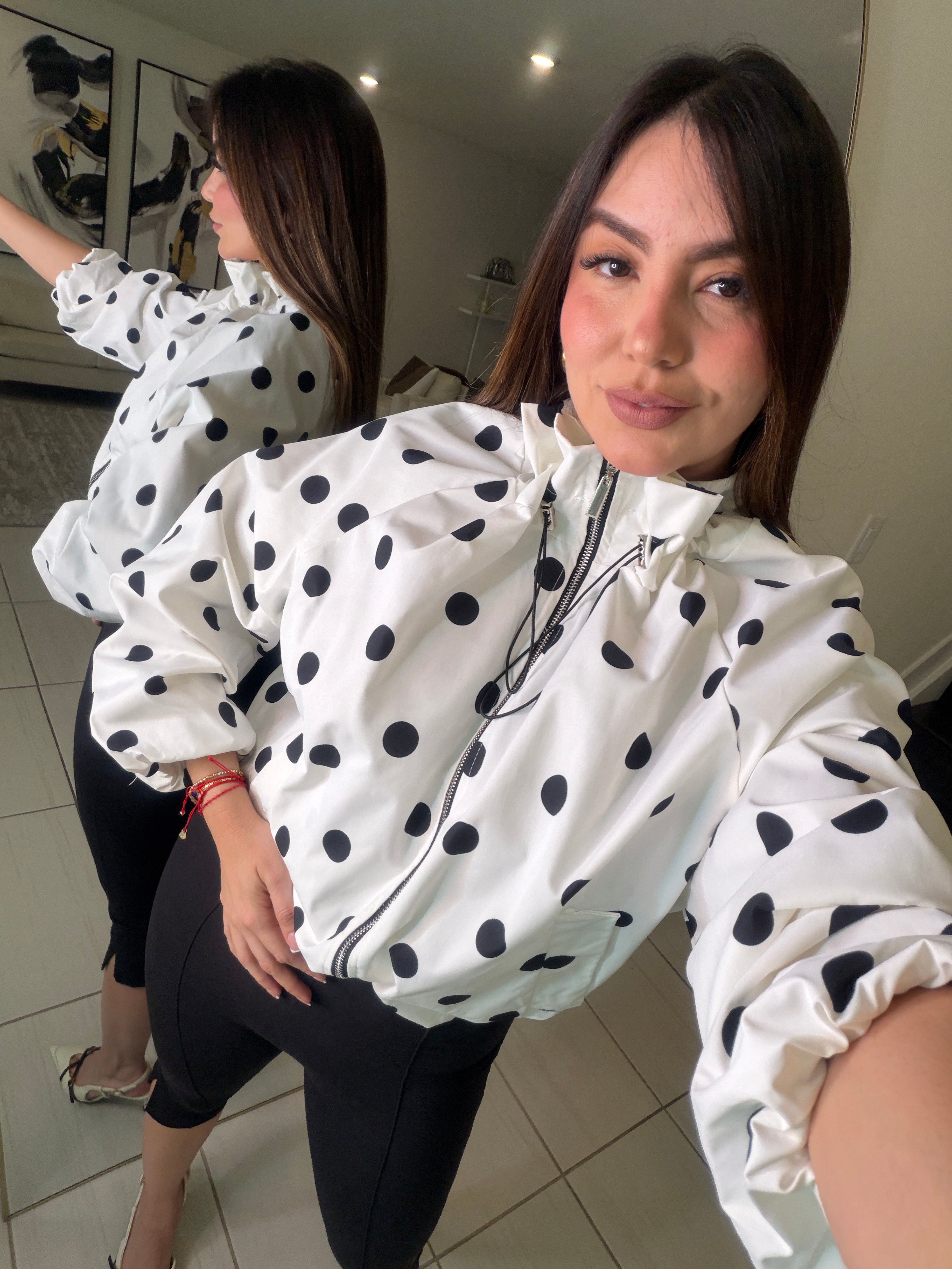 Polka Muse White Bomber Jacket