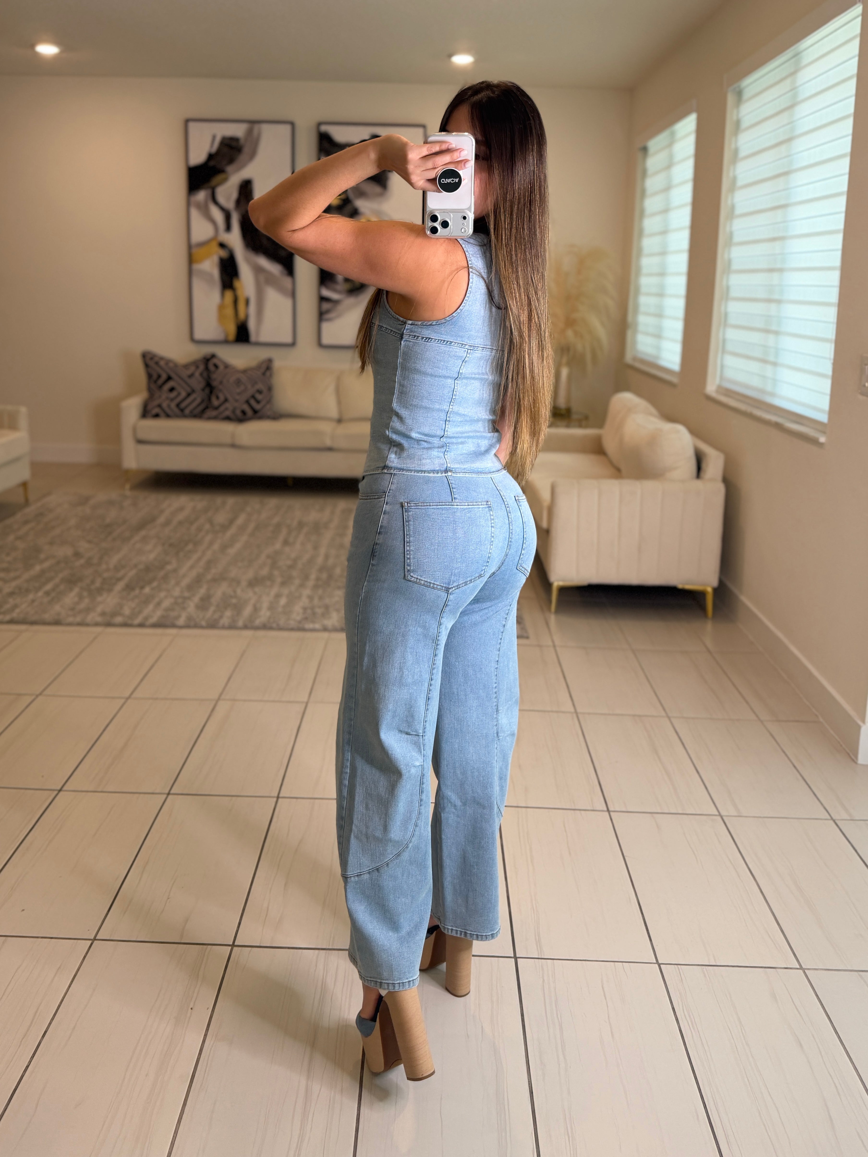 Elevated Essential Light Denim Pant Set