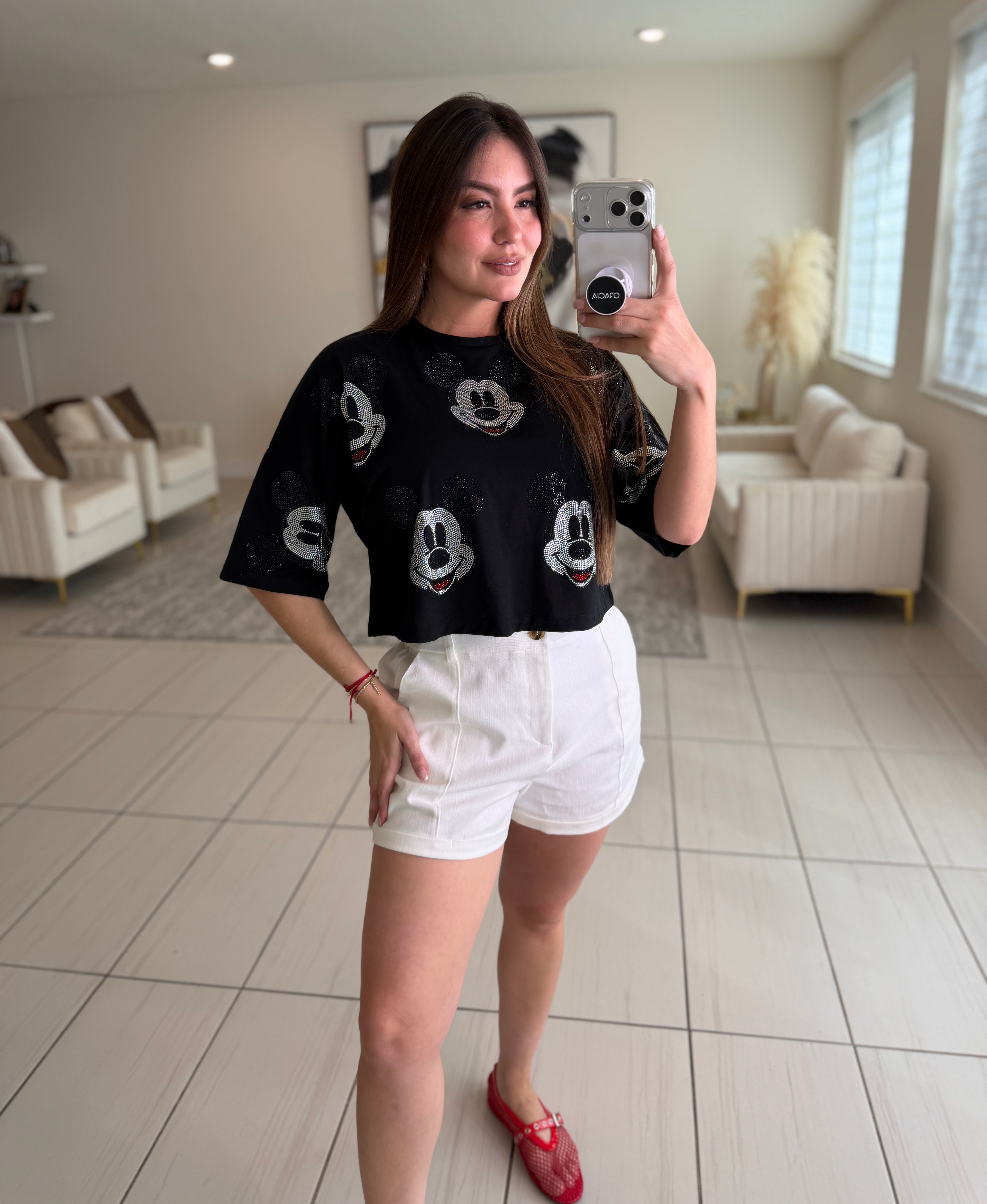 Funny Rhinestones Black Top