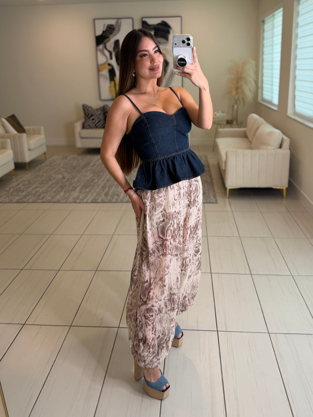 Sweet Peplum Denim Top