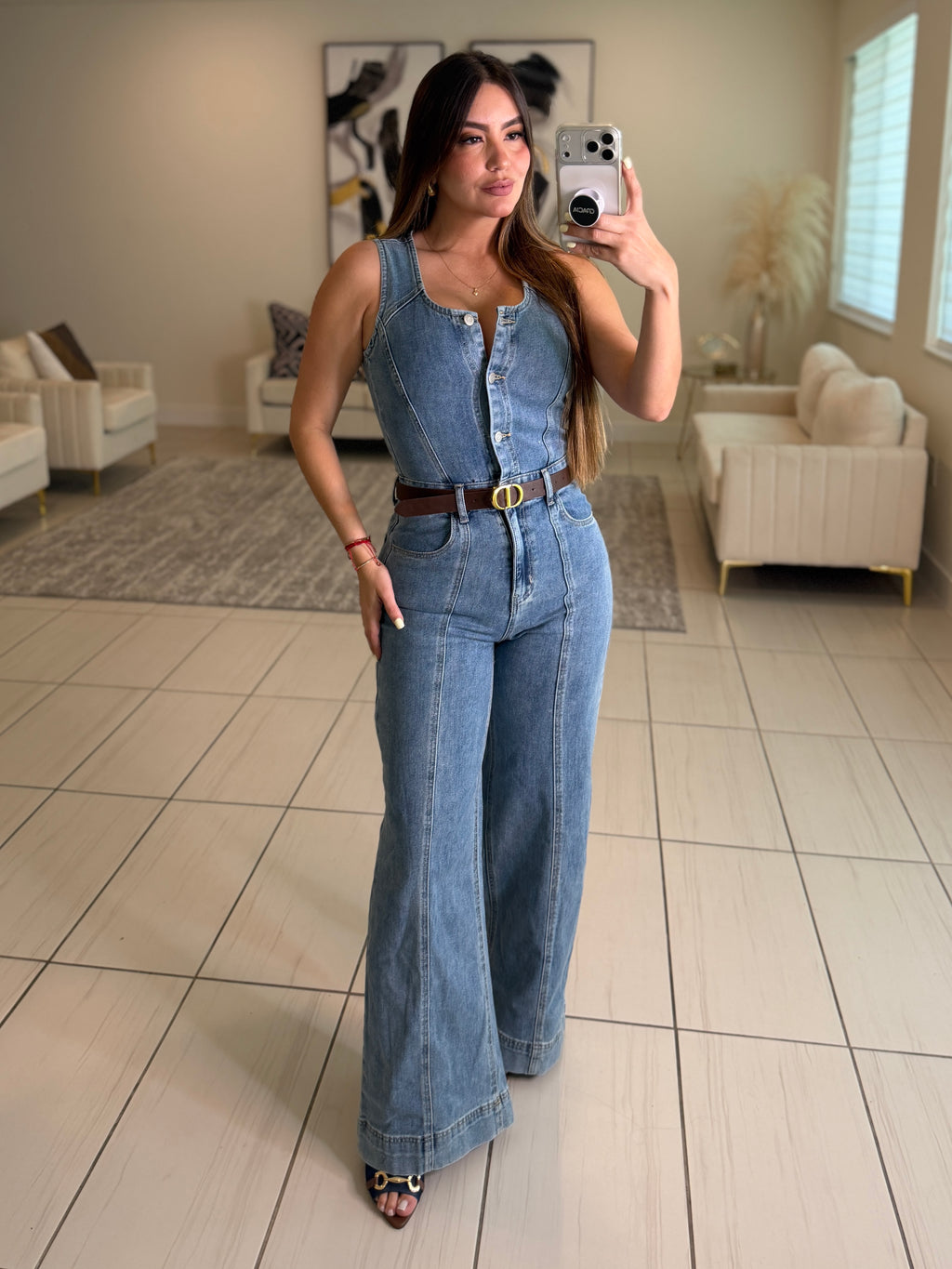 Luxe Stitch Denim Jumpsuit