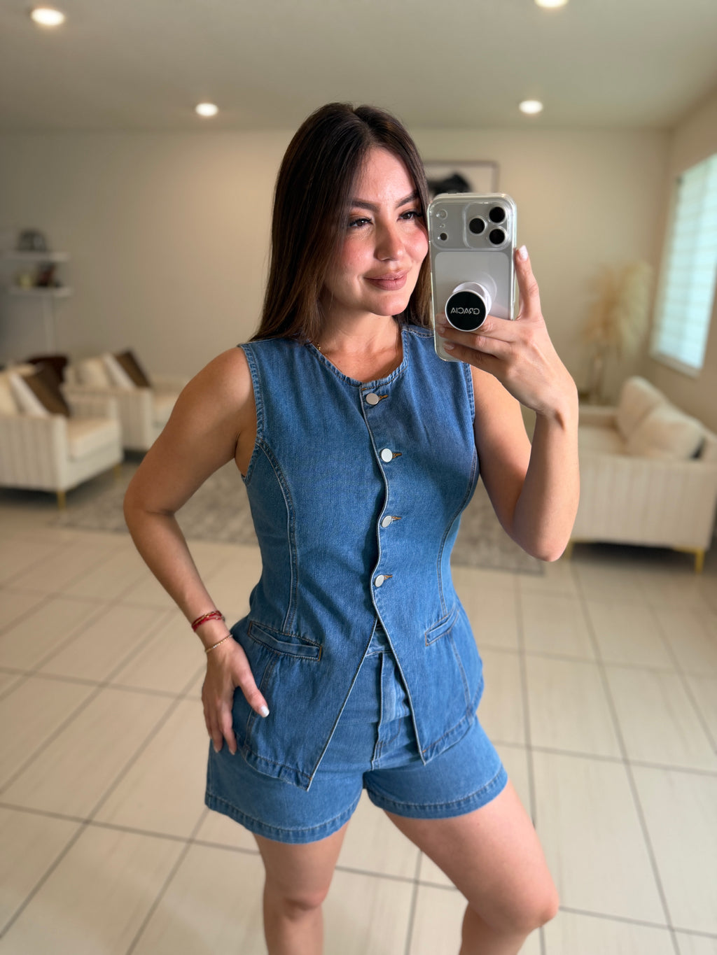 Romantic Drift Blue Denim Short Set