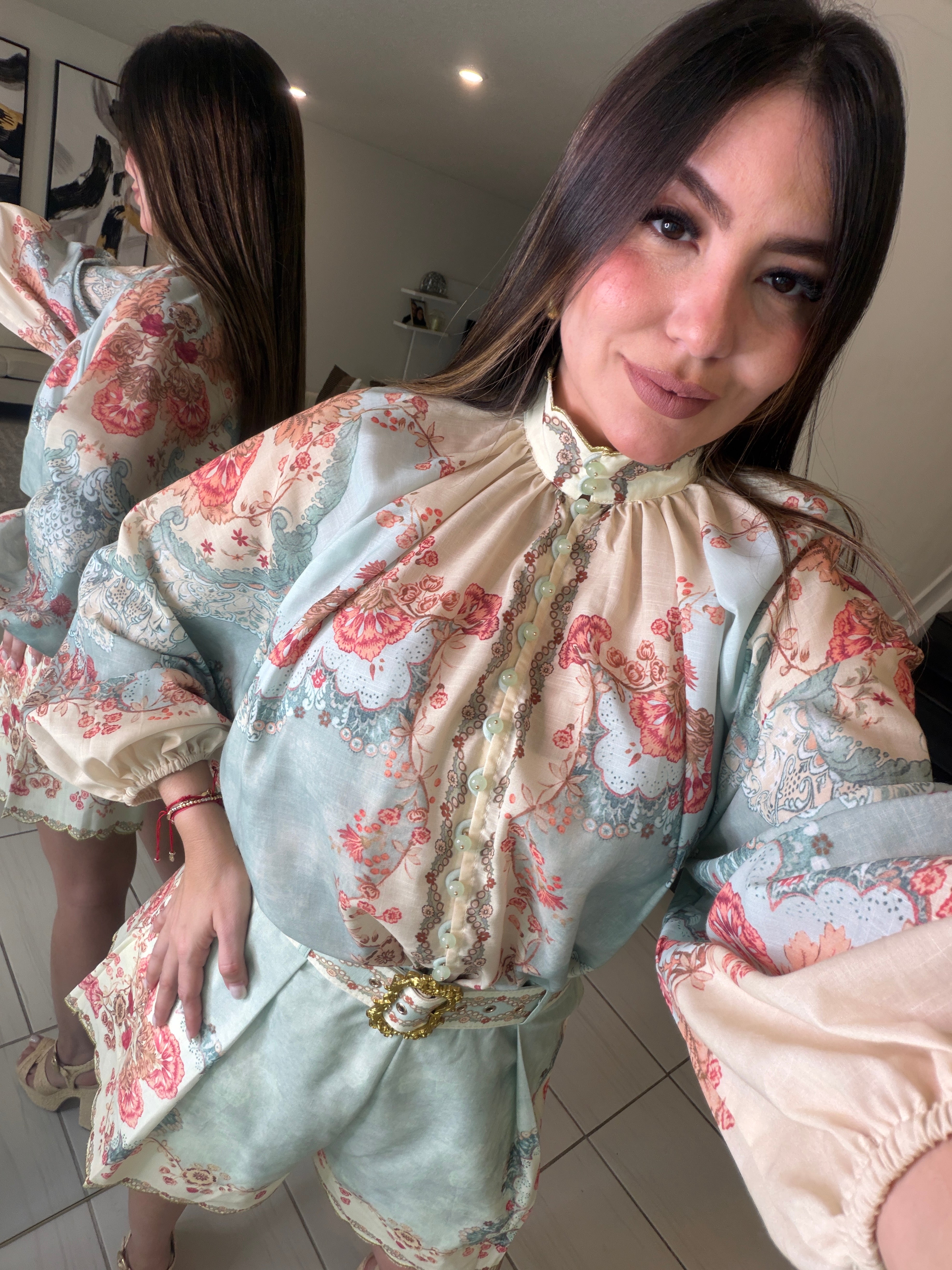 Daylight Floral Ramie Short Set