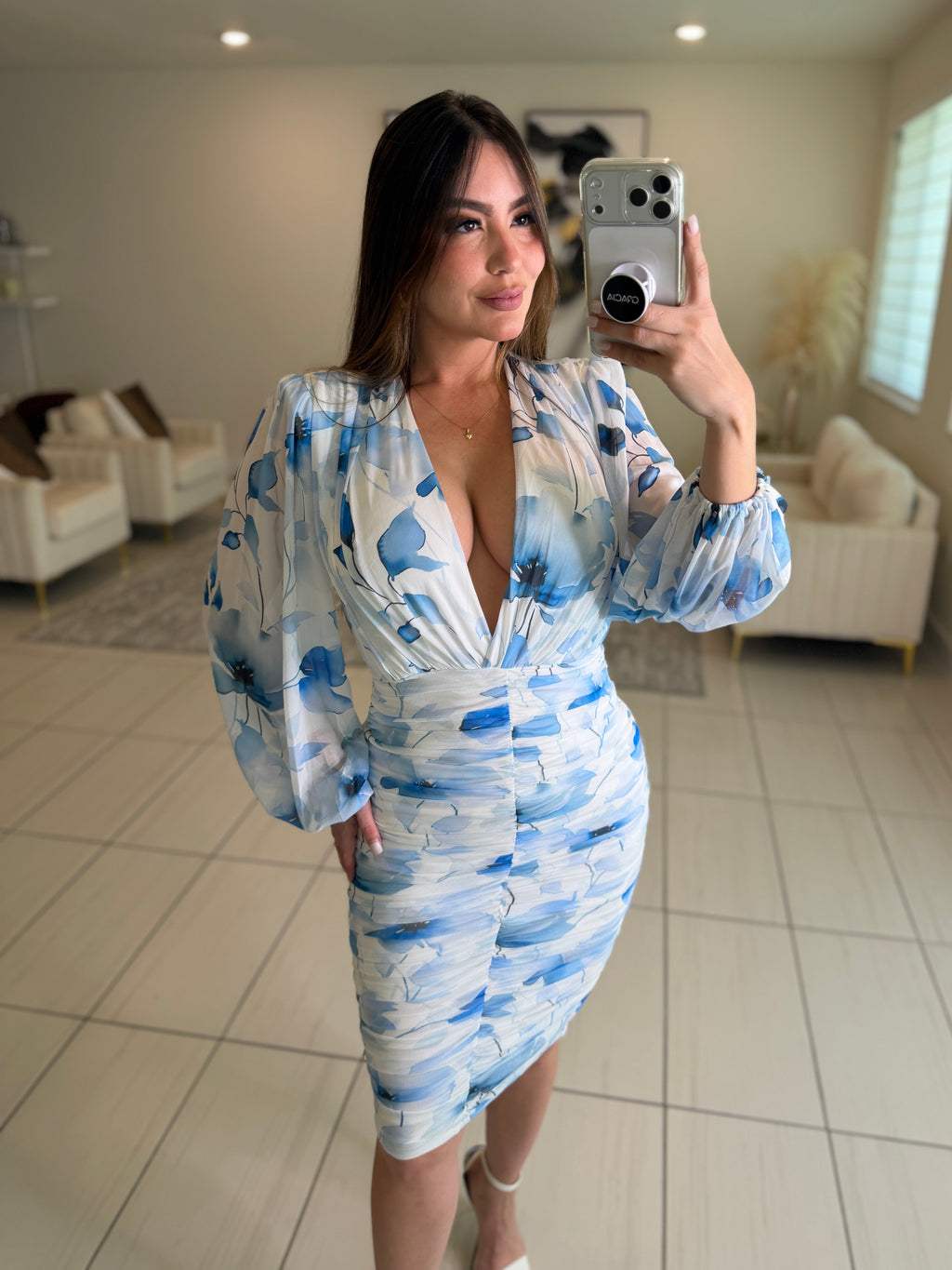 Poetic Floral Blue Dress