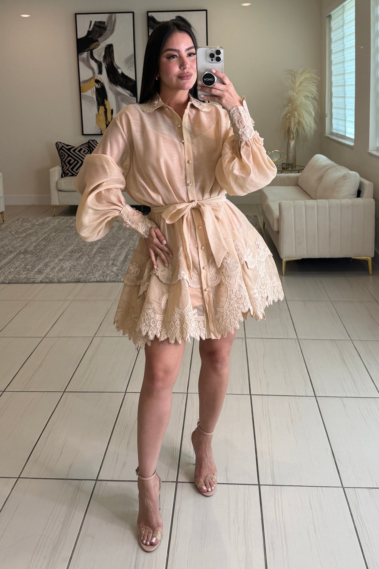 Bloomed Allure Beige Dress