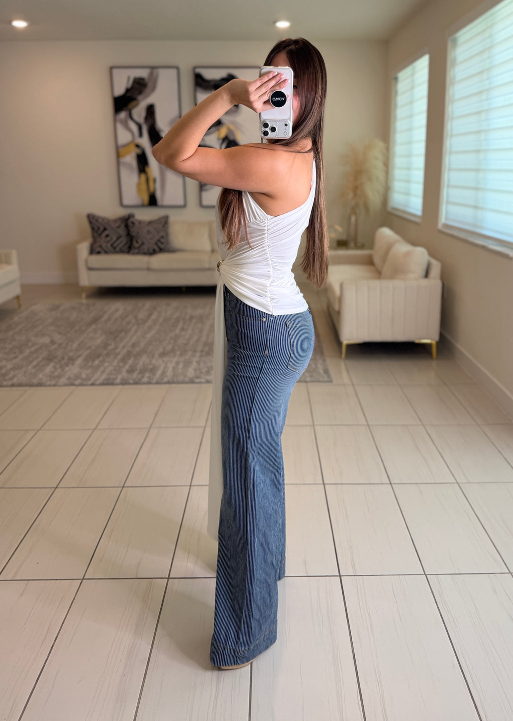 Power Lines Stripes Denim Pants