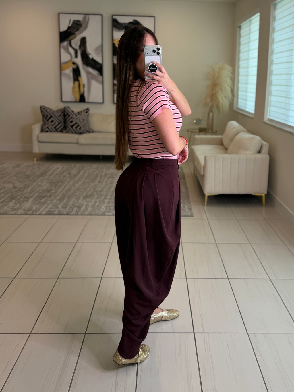 Goddess Motion Red Wine Balloon Pants