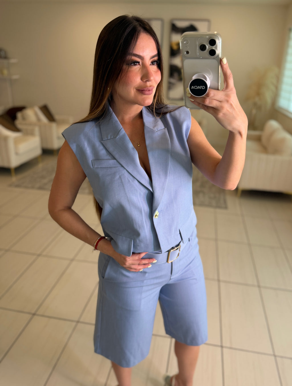 Refined Motion Blue Shorts Set