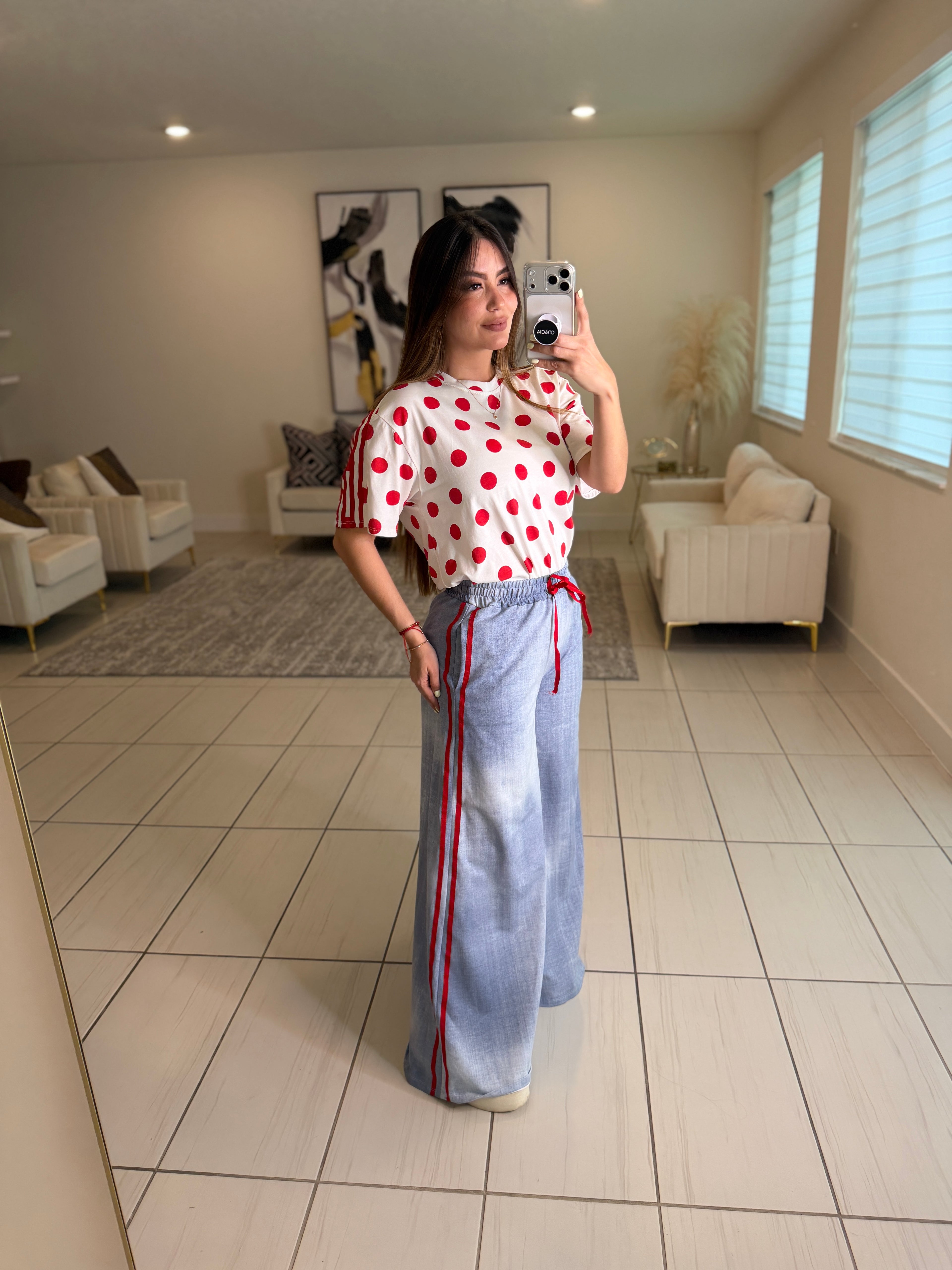 Divine Red Dots in White Tshirt